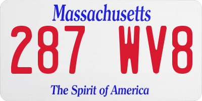 MA license plate 287WV8