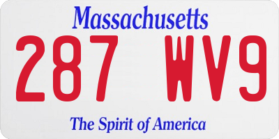 MA license plate 287WV9
