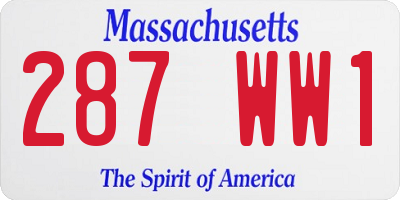 MA license plate 287WW1
