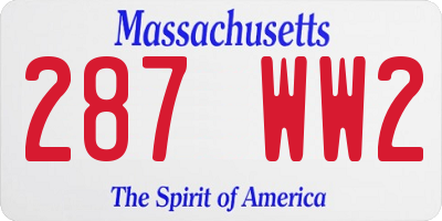 MA license plate 287WW2