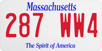 MA license plate 287WW4