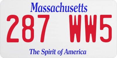 MA license plate 287WW5