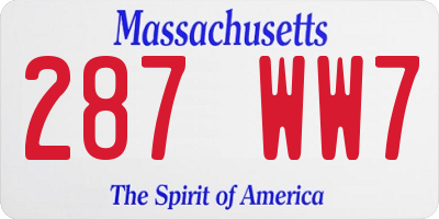 MA license plate 287WW7