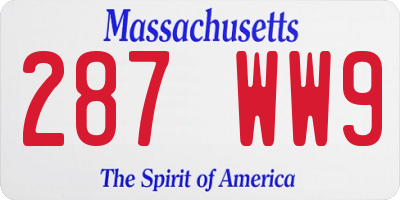 MA license plate 287WW9