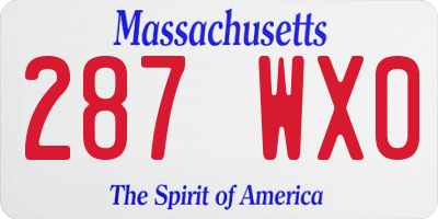 MA license plate 287WX0