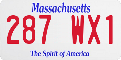 MA license plate 287WX1