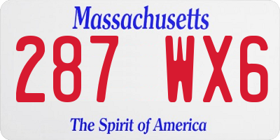 MA license plate 287WX6