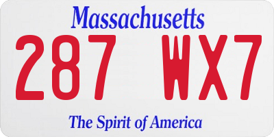 MA license plate 287WX7
