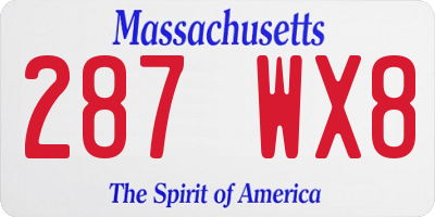 MA license plate 287WX8
