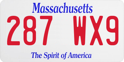 MA license plate 287WX9