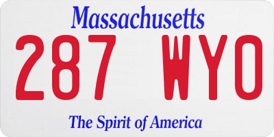 MA license plate 287WY0