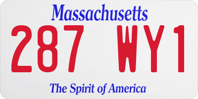 MA license plate 287WY1