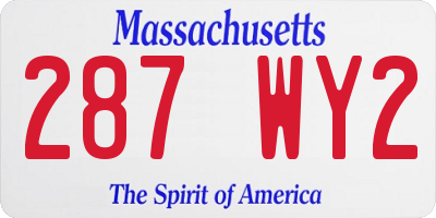 MA license plate 287WY2