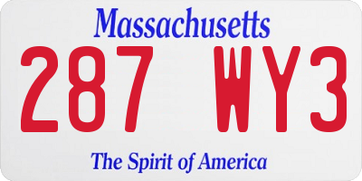 MA license plate 287WY3