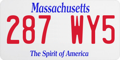 MA license plate 287WY5