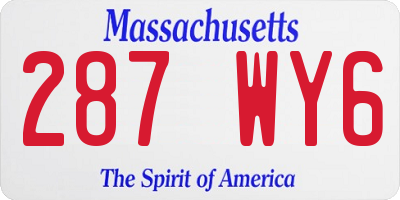 MA license plate 287WY6