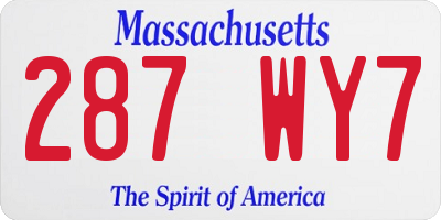 MA license plate 287WY7