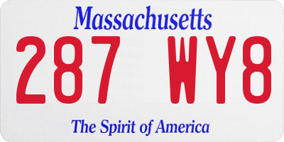 MA license plate 287WY8