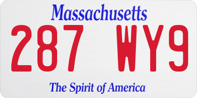 MA license plate 287WY9