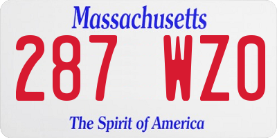 MA license plate 287WZ0