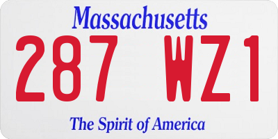 MA license plate 287WZ1