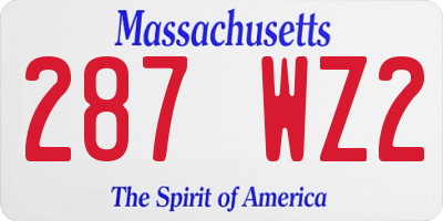 MA license plate 287WZ2