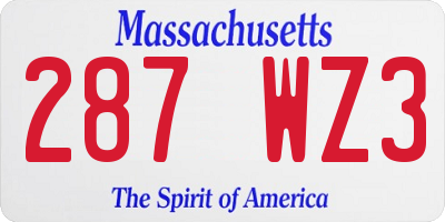 MA license plate 287WZ3