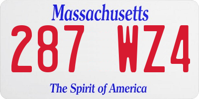 MA license plate 287WZ4