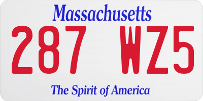 MA license plate 287WZ5