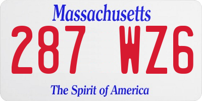 MA license plate 287WZ6