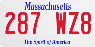 MA license plate 287WZ8