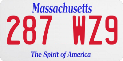 MA license plate 287WZ9