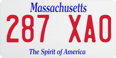 MA license plate 287XA0