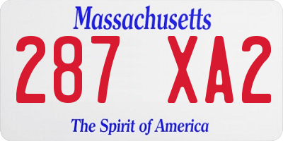 MA license plate 287XA2