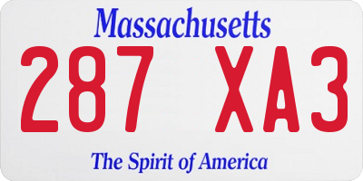 MA license plate 287XA3