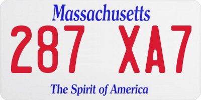 MA license plate 287XA7