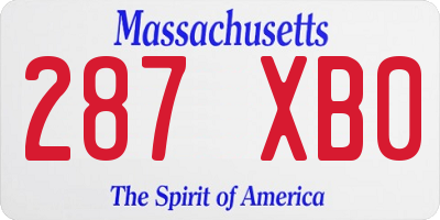 MA license plate 287XB0