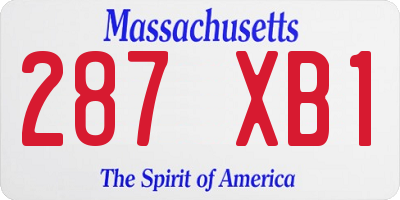 MA license plate 287XB1