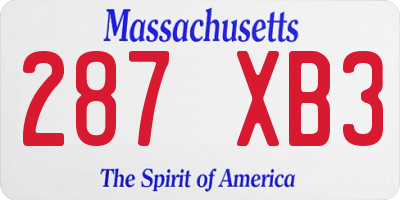MA license plate 287XB3