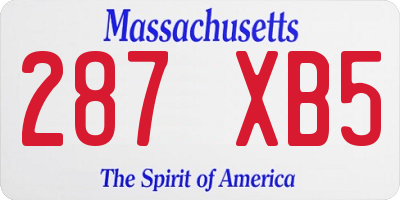 MA license plate 287XB5