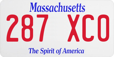MA license plate 287XC0