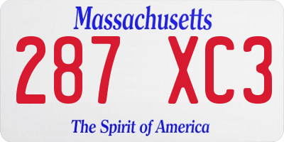MA license plate 287XC3