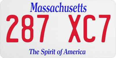 MA license plate 287XC7