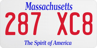 MA license plate 287XC8