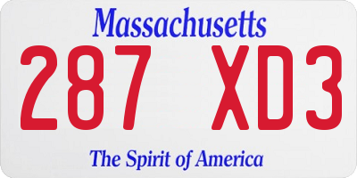 MA license plate 287XD3