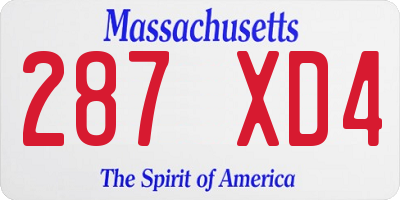 MA license plate 287XD4