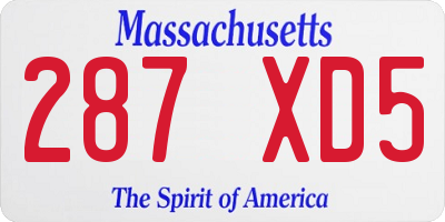 MA license plate 287XD5