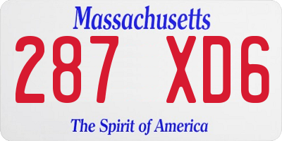 MA license plate 287XD6