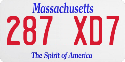 MA license plate 287XD7