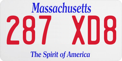 MA license plate 287XD8